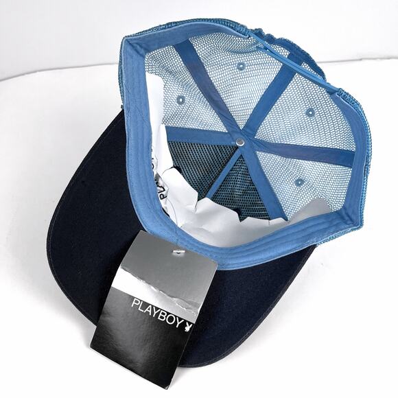 NWT Vintage Y2K Playboy Bunny Blue Trucker Hat Cap Headwear New With Tags - Picture 8 of 16